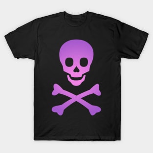 Skull and Crossbones Pirate Flag Purple Pink Gradient T-Shirt